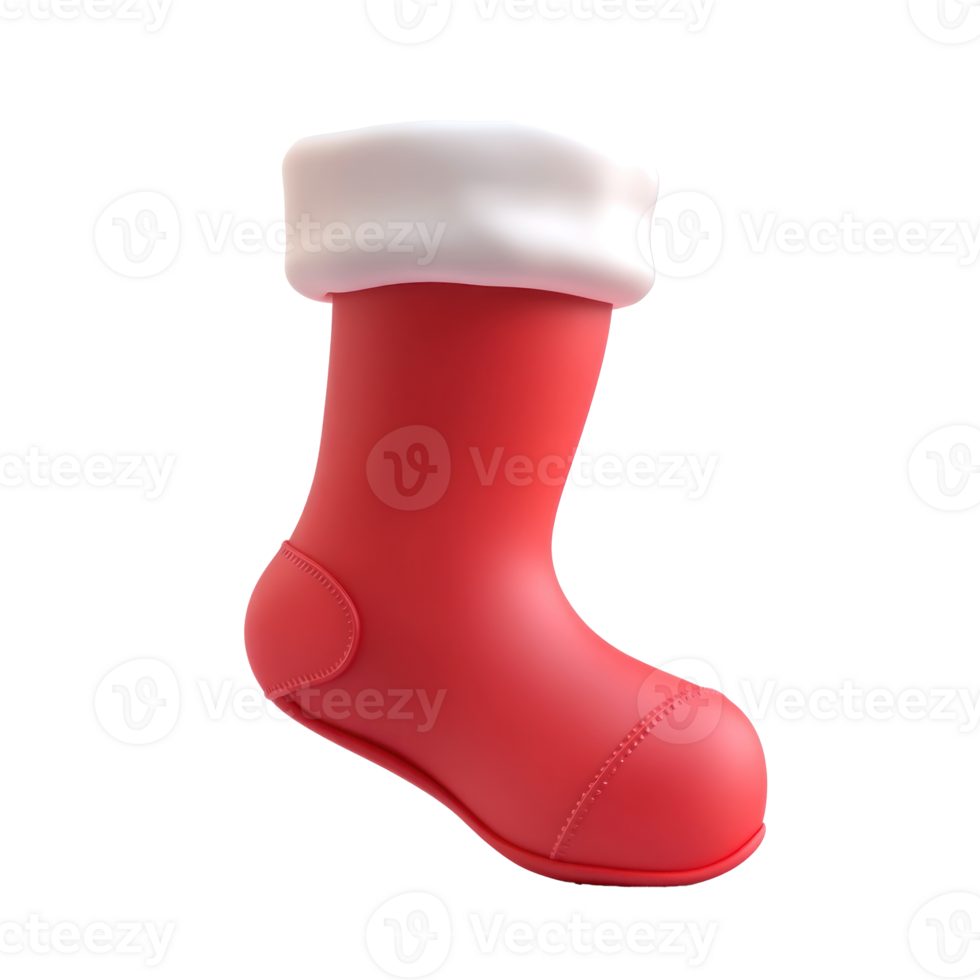 Red Christmas sock 3D icon cartoon smooth soft light isolate on transparent background png