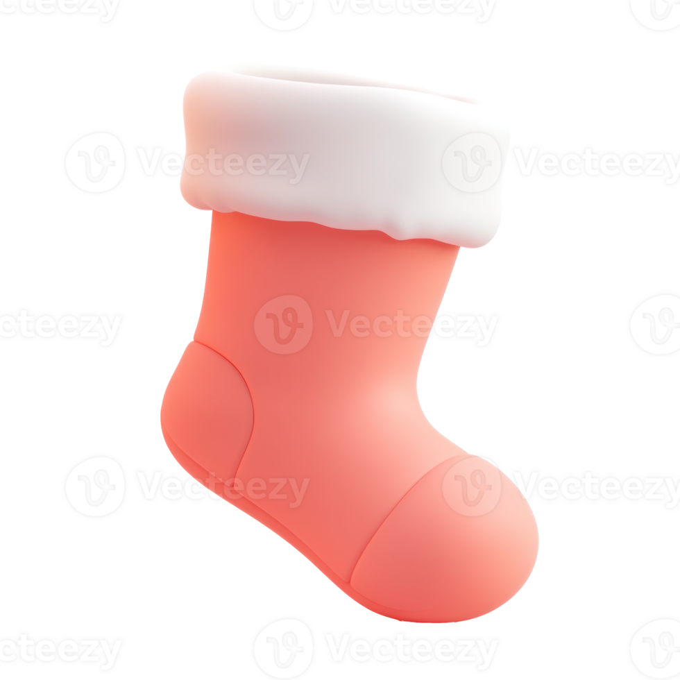 Christmas Stocking 3D icon cartoon smooth soft light isolate on transparent background png
