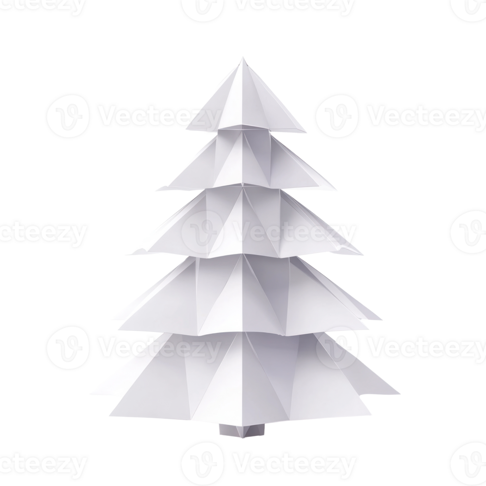White paper geometric as christmas tree 3D icon cartoon minimalist isolate on transparent background png