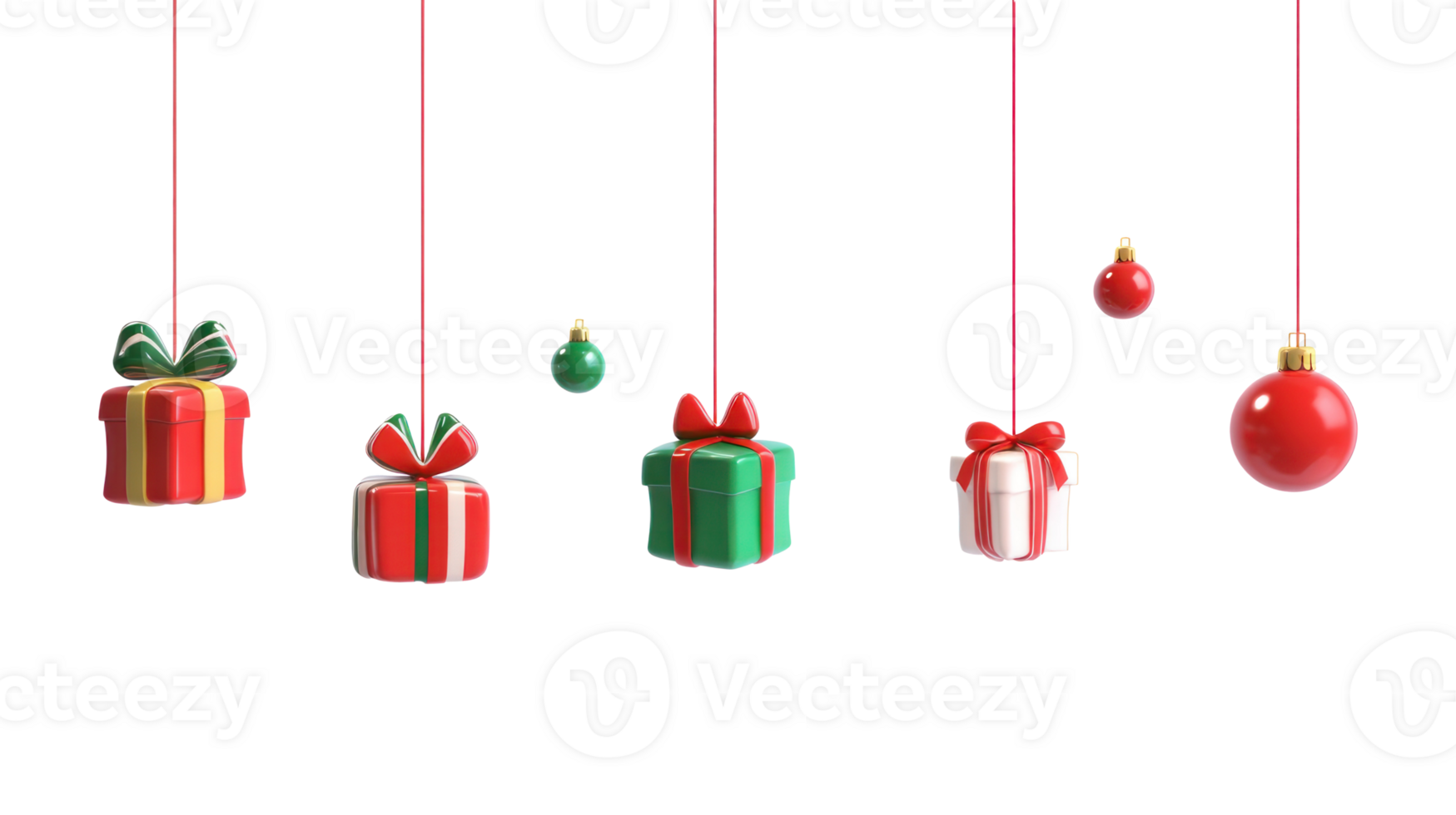 Christmas presents gifts garland hanging 3D icon cartoon isolate on transparent background png