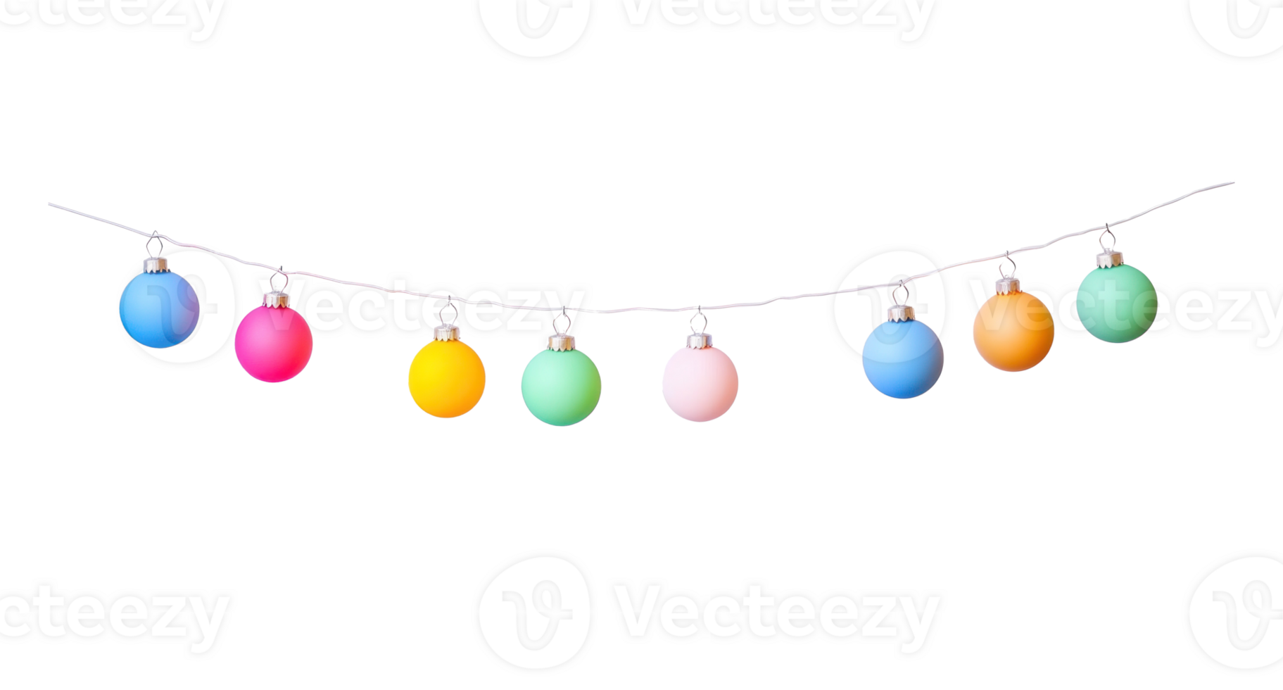 A string of colorful Christmas lights hanging 3D icon isolate on transparent background png