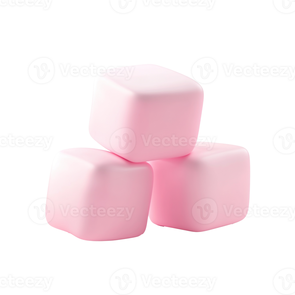Marshmallows 3D icon cartoon smooth soft light isolate on transparent background png