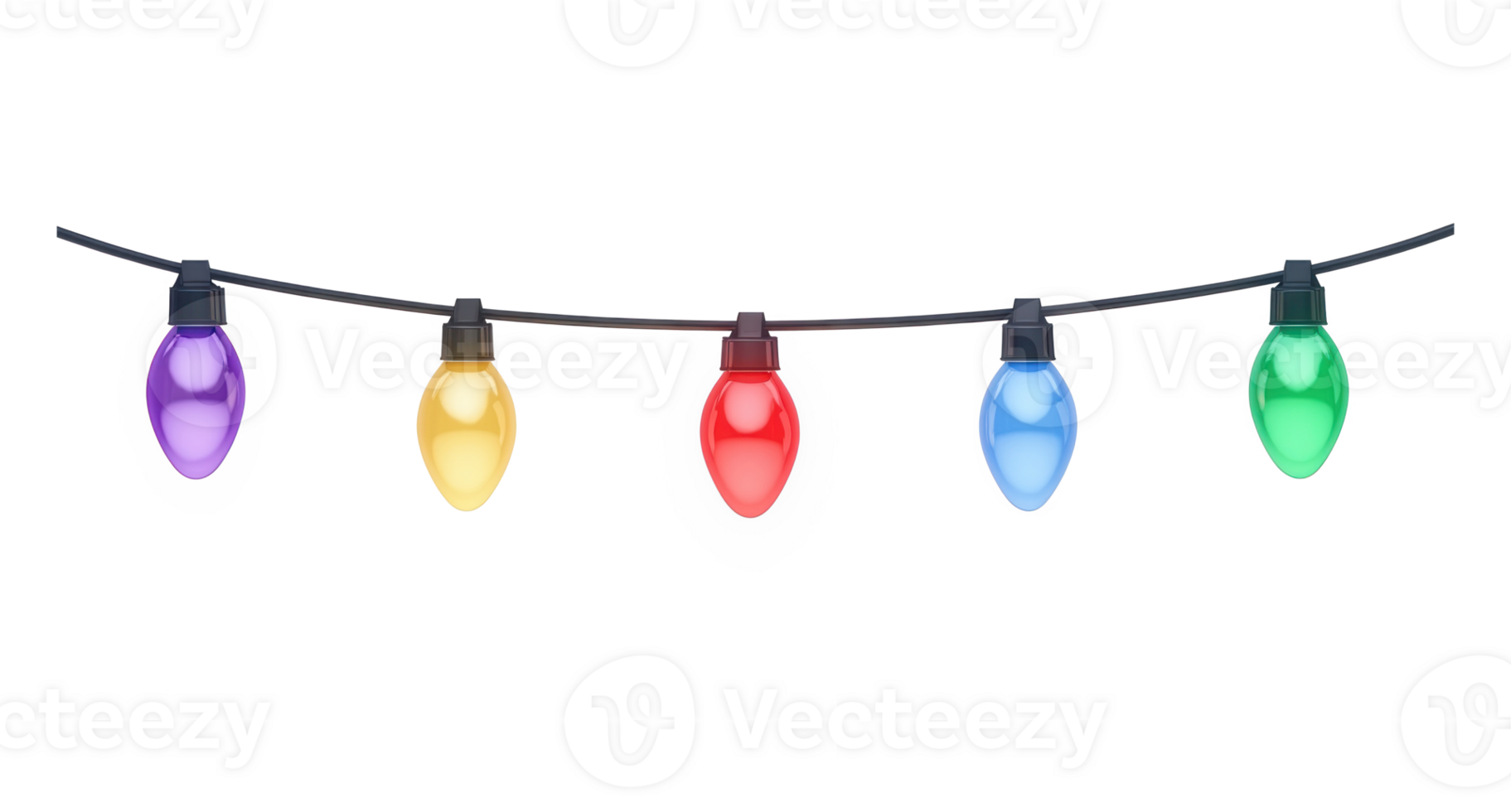 A string of colorful Christmas lights hanging 3D icon cartoon isolate on transparent background png