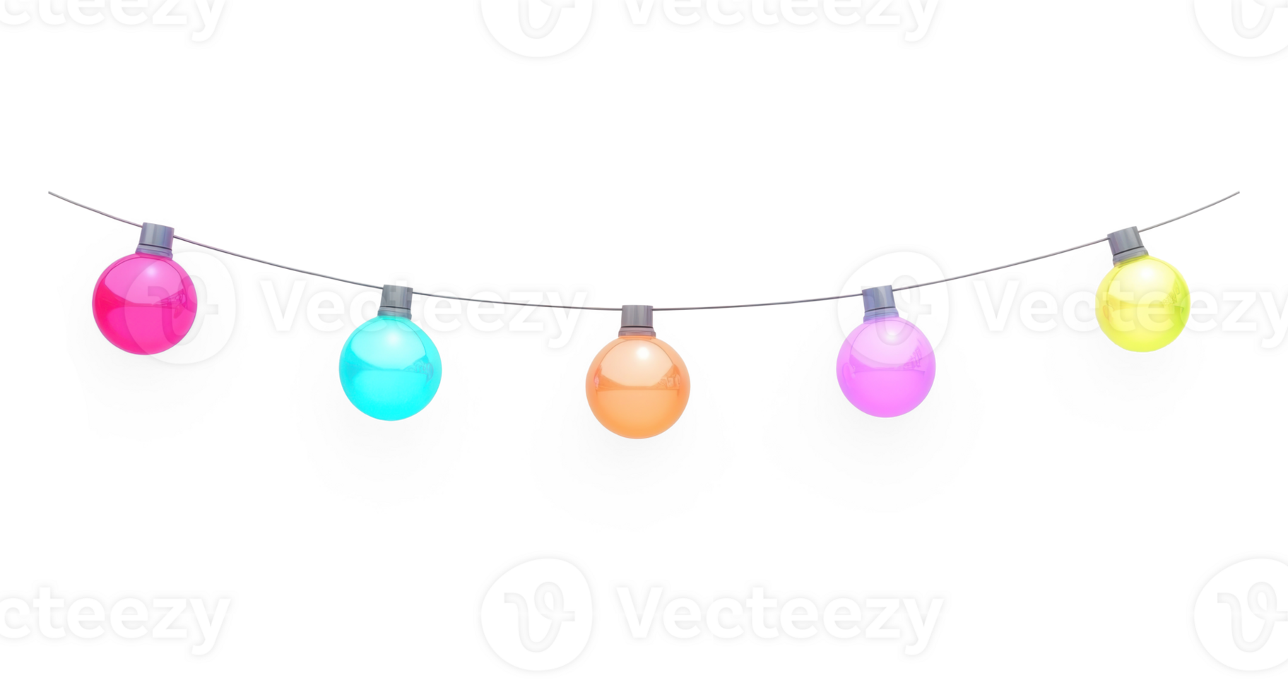 colorful string lights 3D icon cartoon isolate on transparent background png
