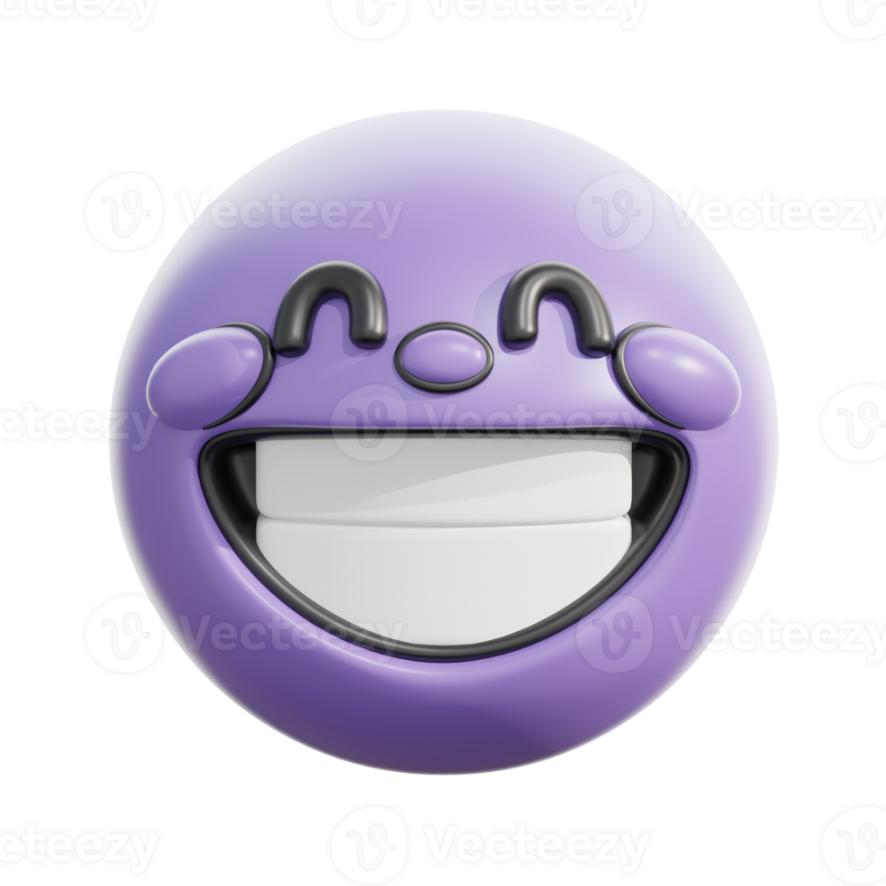 Retro 3D Laughing Face Emoji Icon png