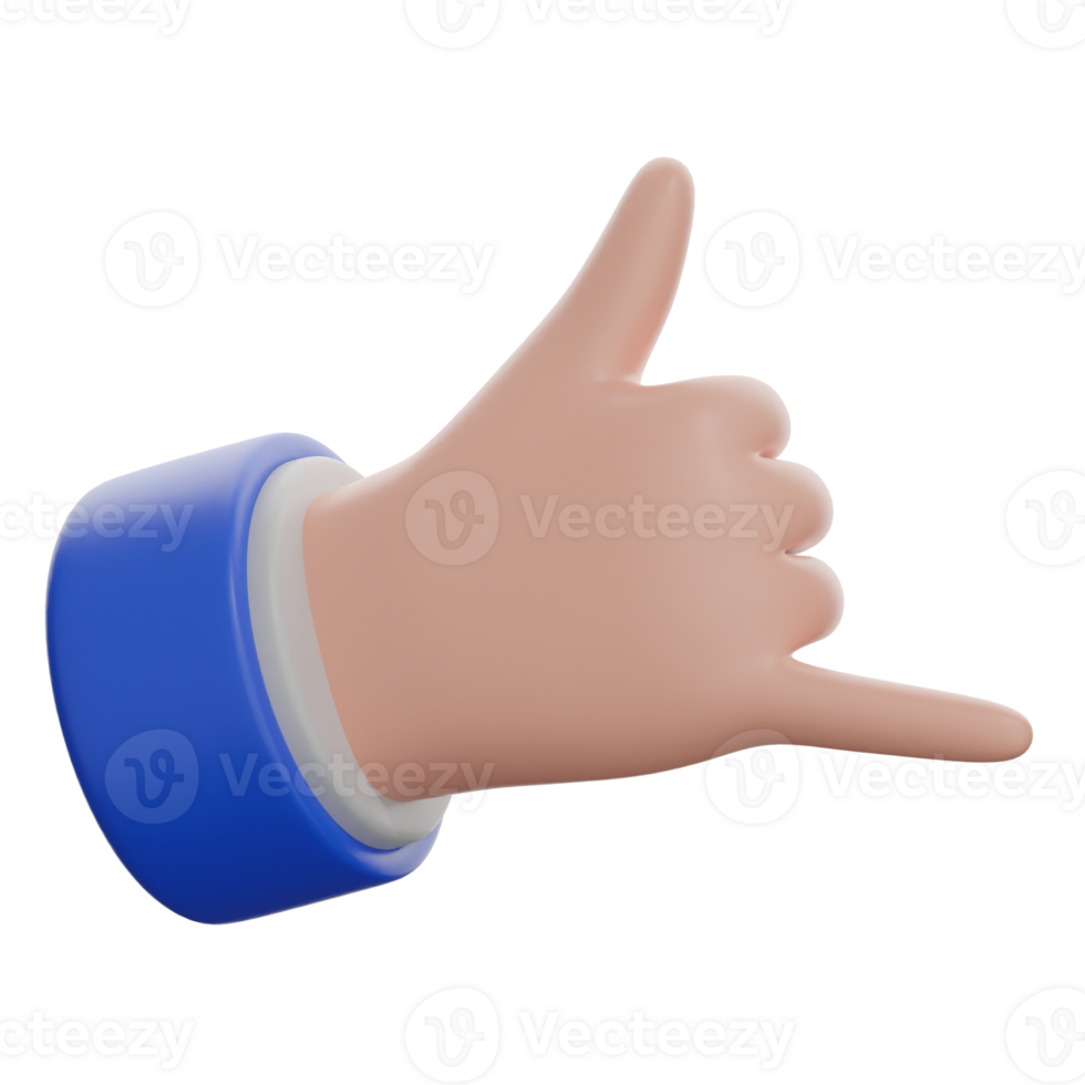 3D Call Me Hand Sign Illustration png