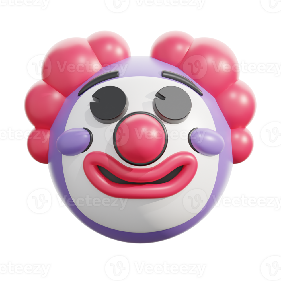3D Retro Clown Emoticon Fun Face png