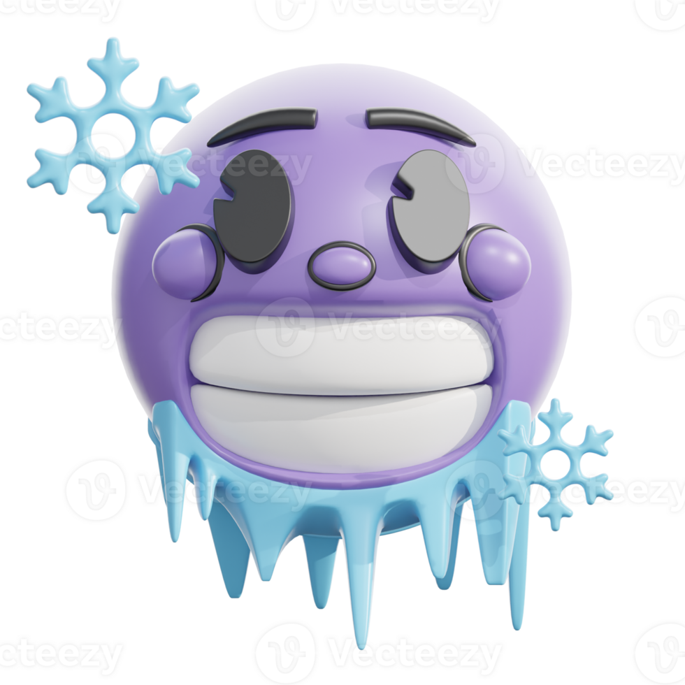 Retro 3D Frosty Cold Face Emoticon png