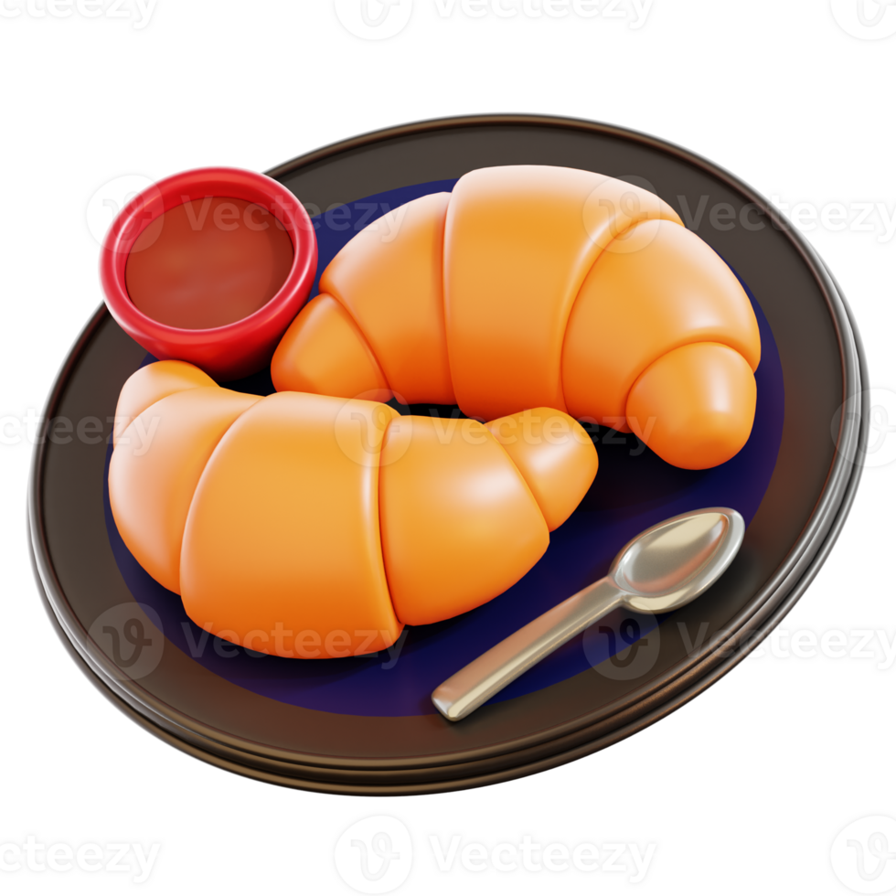 3D Croissant Illustration png