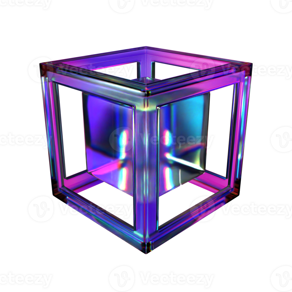 3D Cube Frame Illustration png
