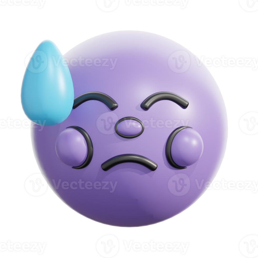 3D Retro Downcast Face With Sweat Emoji png