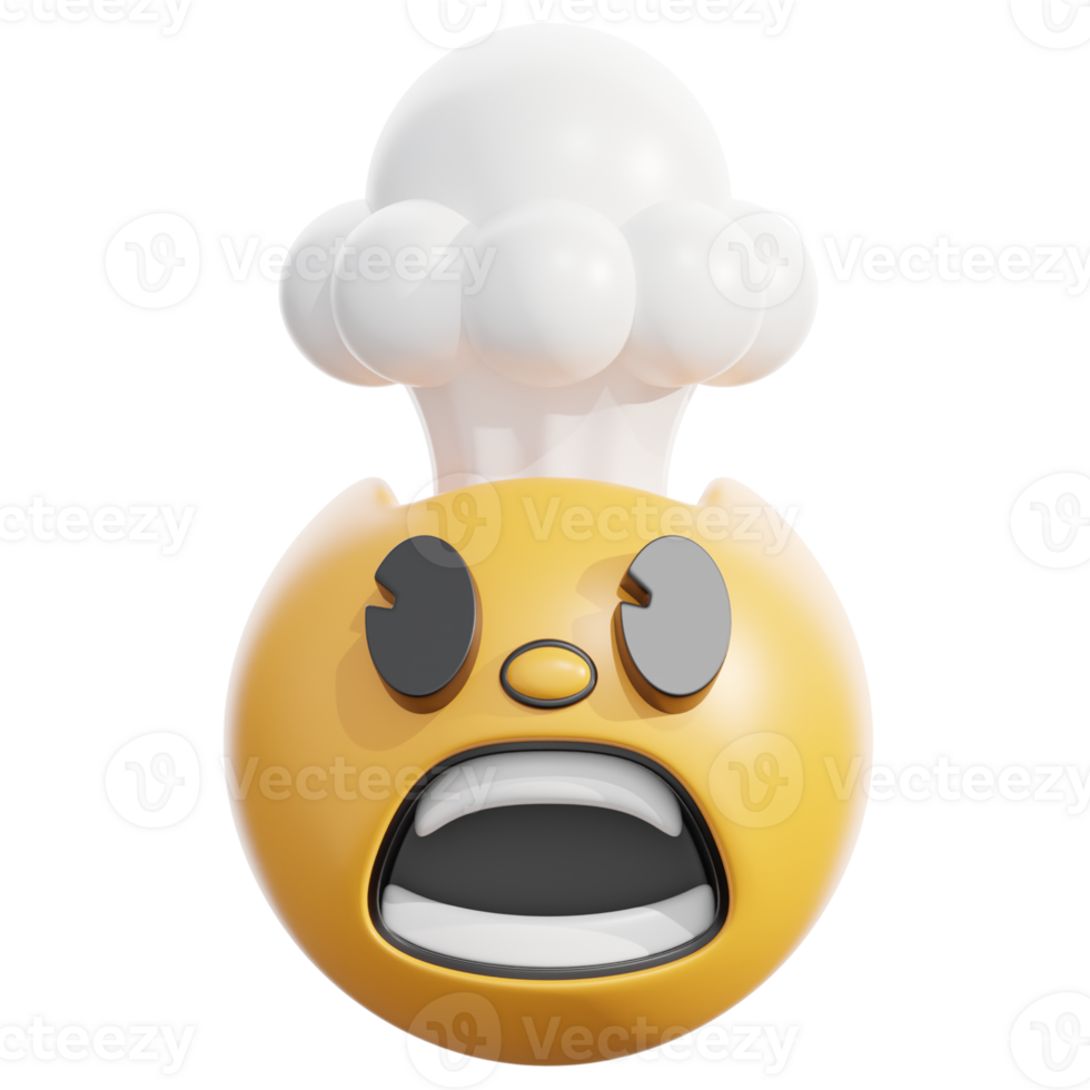 Retro 3D Exploding Head Emoji Reaction png