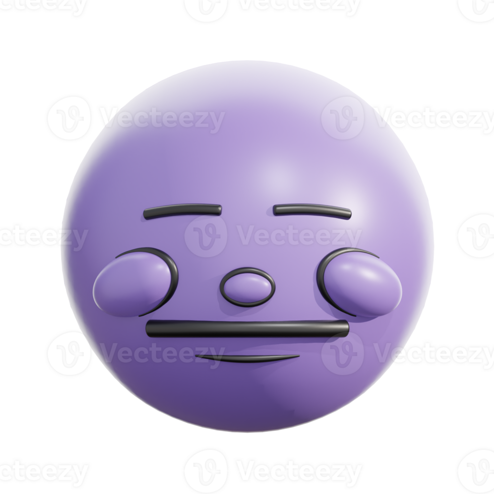 3D Retro Expressionless Emoticon Face Icon png