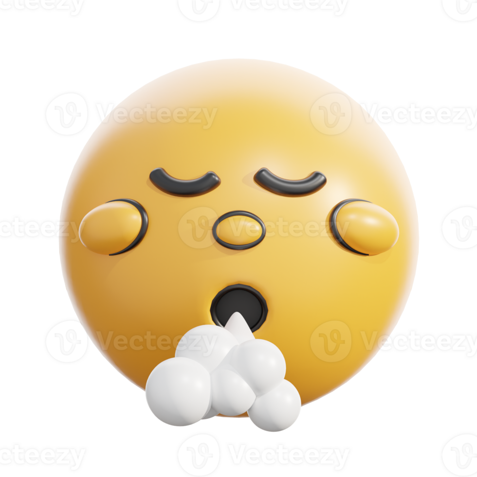 3D Retro Face Exhaling Emoticon Emoji png