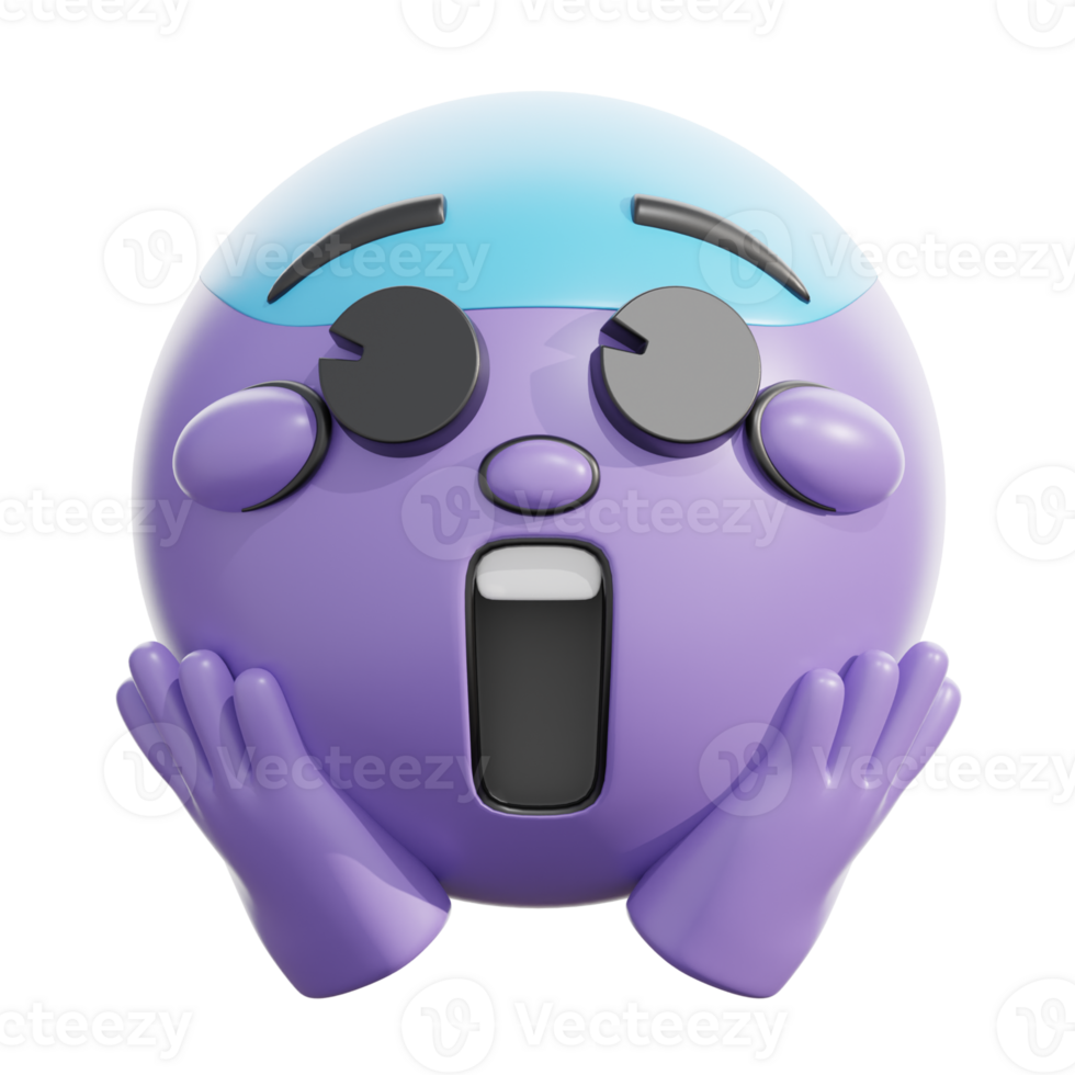 3D Retro Emoji Screaming In Fear Icon png