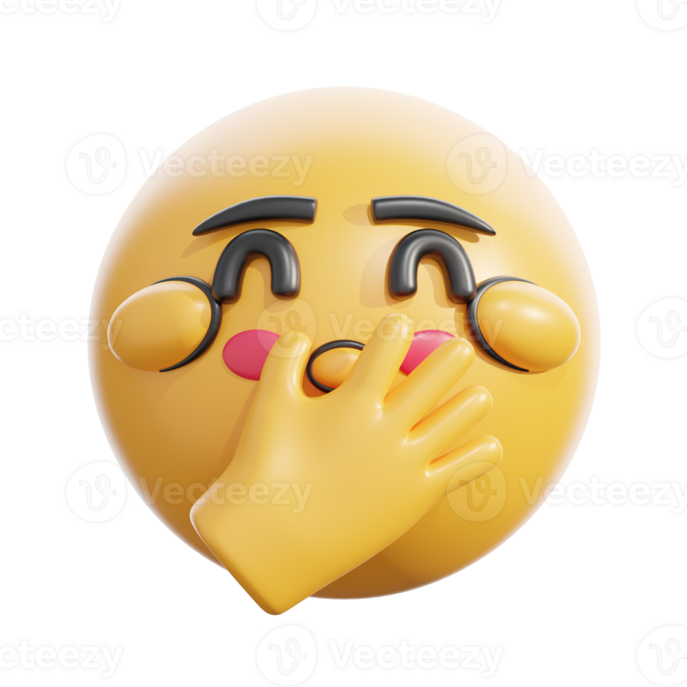 Retro 3D Emoji Face With Hand Over Mouth png