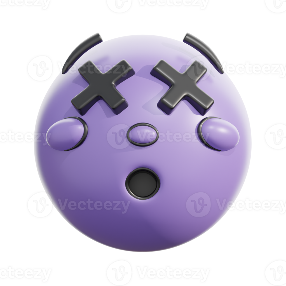 3D Retro Face With Crossed Out Eyes Emoji png