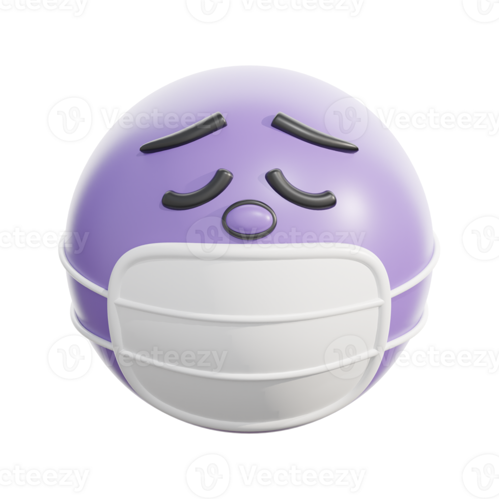 3D Retro Emoticon Face With Medical Mask png