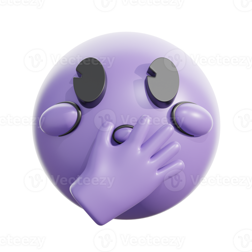 Shocked Face Covering Mouth Emoji 3D Retro Style png