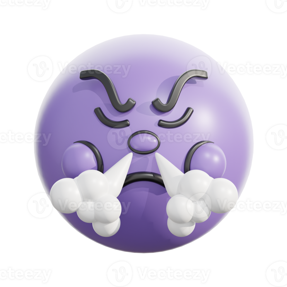 Angry Face Puffing Steam 3D Emoticon png