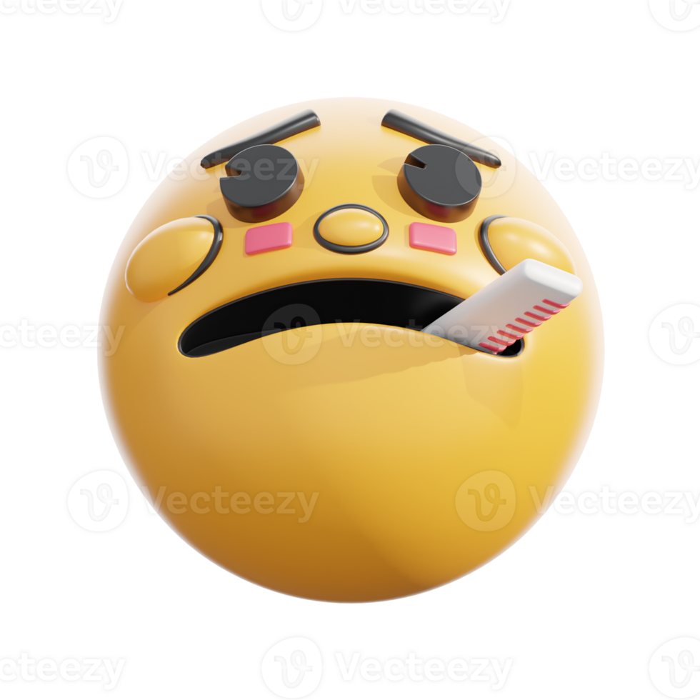 3D Retro Face With Thermometer Emoticon png