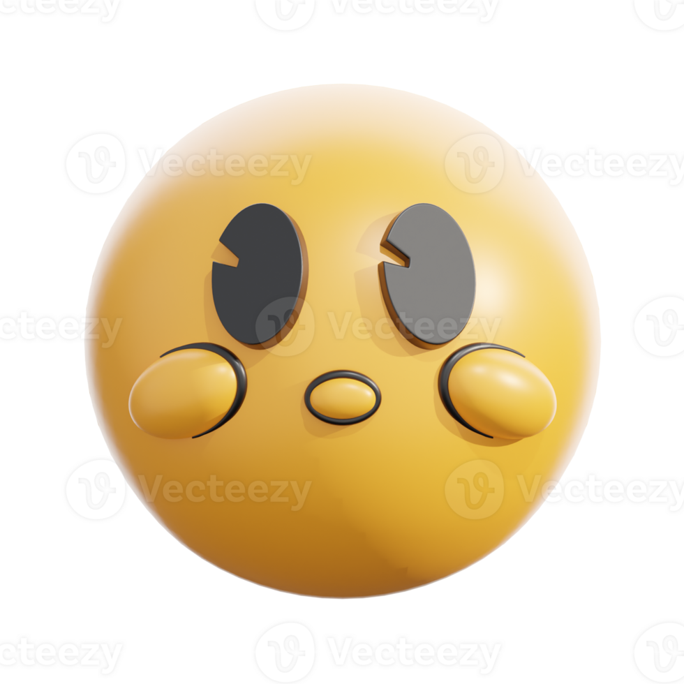 Retro 3D Emoji Face Without Mouth png