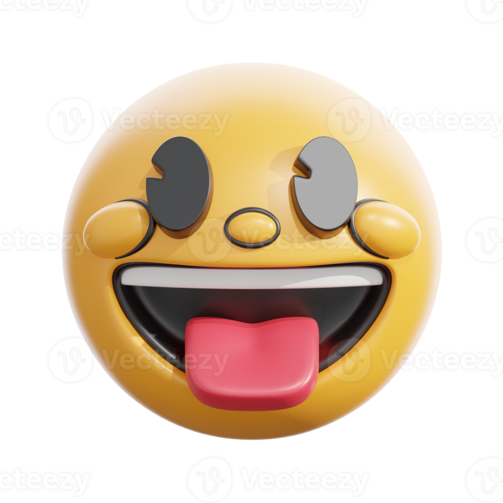 Retro 3D Emoji Face With Tongue Out png