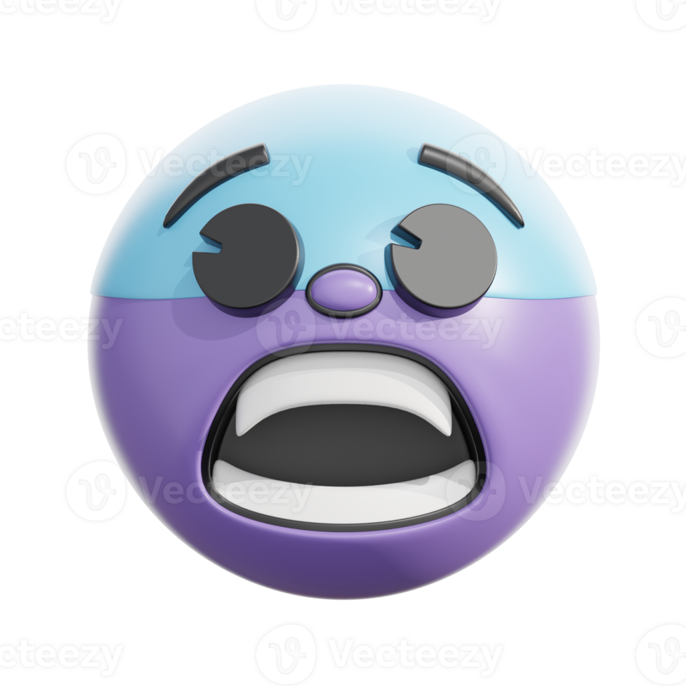 3D Retro Fearful Emoji Face Design png