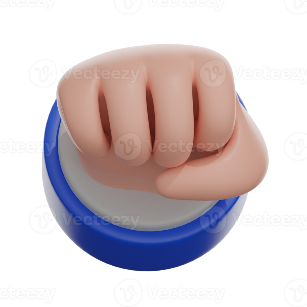 3D Fisted Hand Sign Illustration png