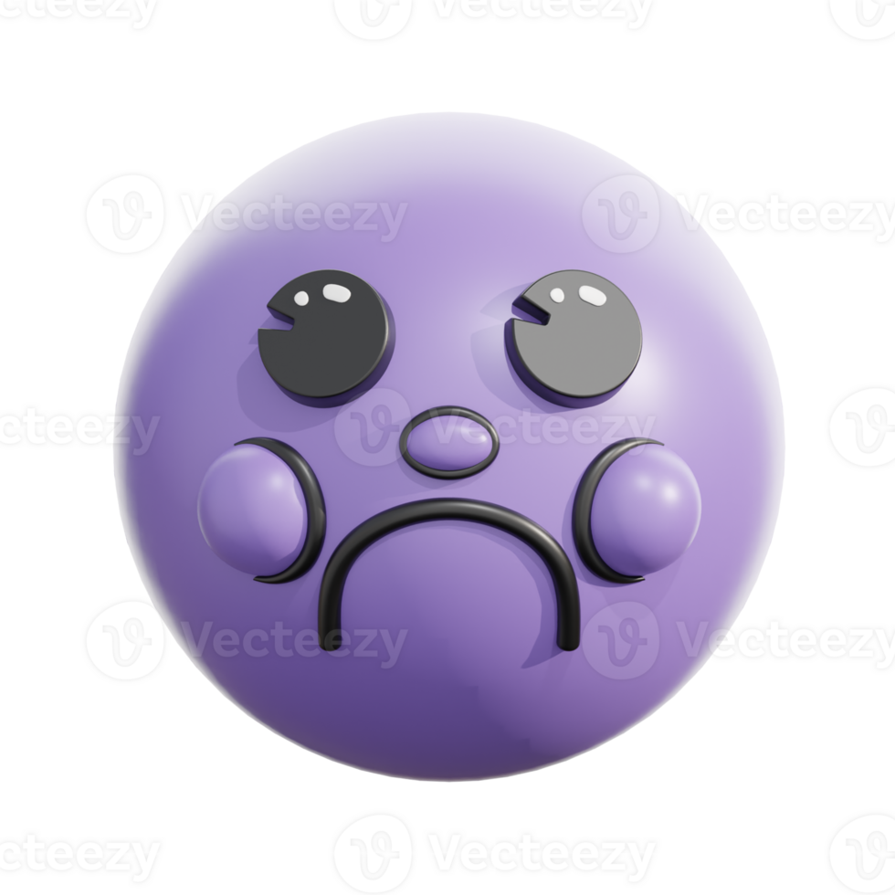 3D Retro Frowning Face Emoticon Emoji png