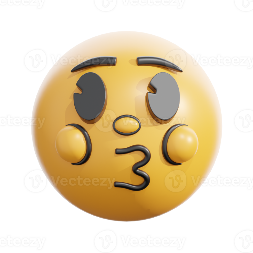 3D Retro Kissing Face Emoji Emoticon png