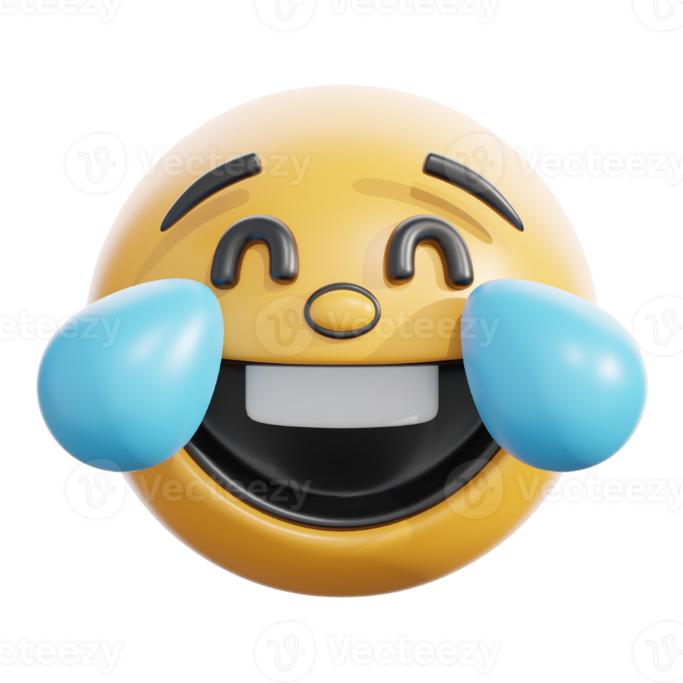 3D Retro Laughing Emoji Face With Tears png