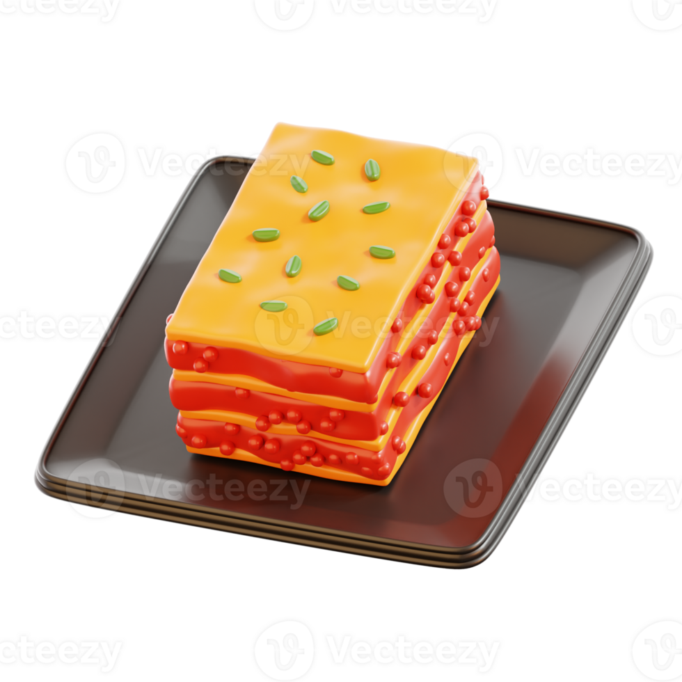 3D Lasagna Illustration png