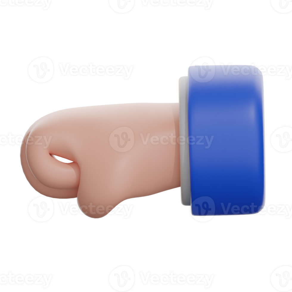 3D Left Facing Fist Illustration png