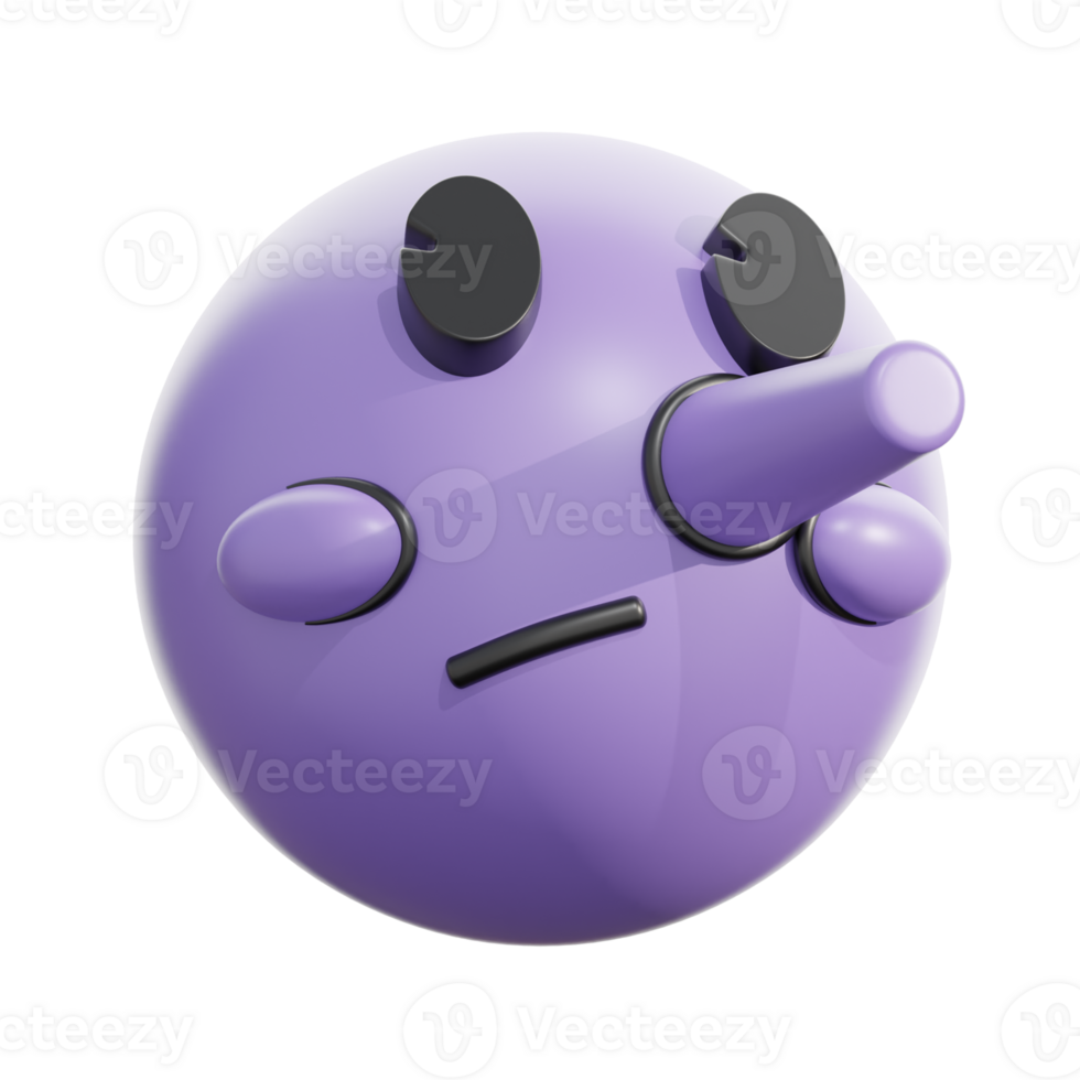 3D Retro Lying Emoticon Face Design png