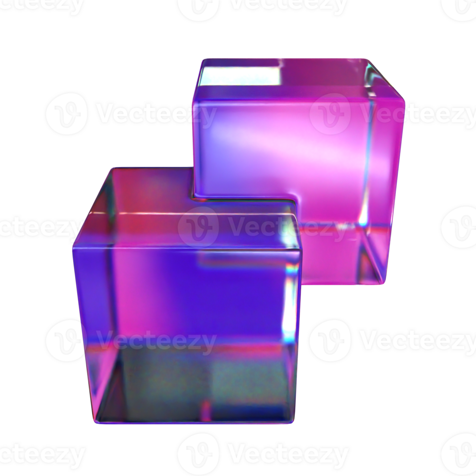 3D Merged Cubes Illustration png
