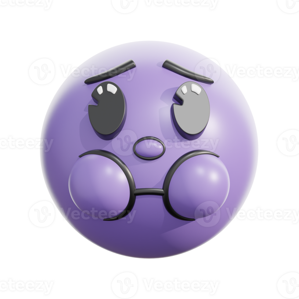 3D Retro Nauseated Face Purple Emoji png