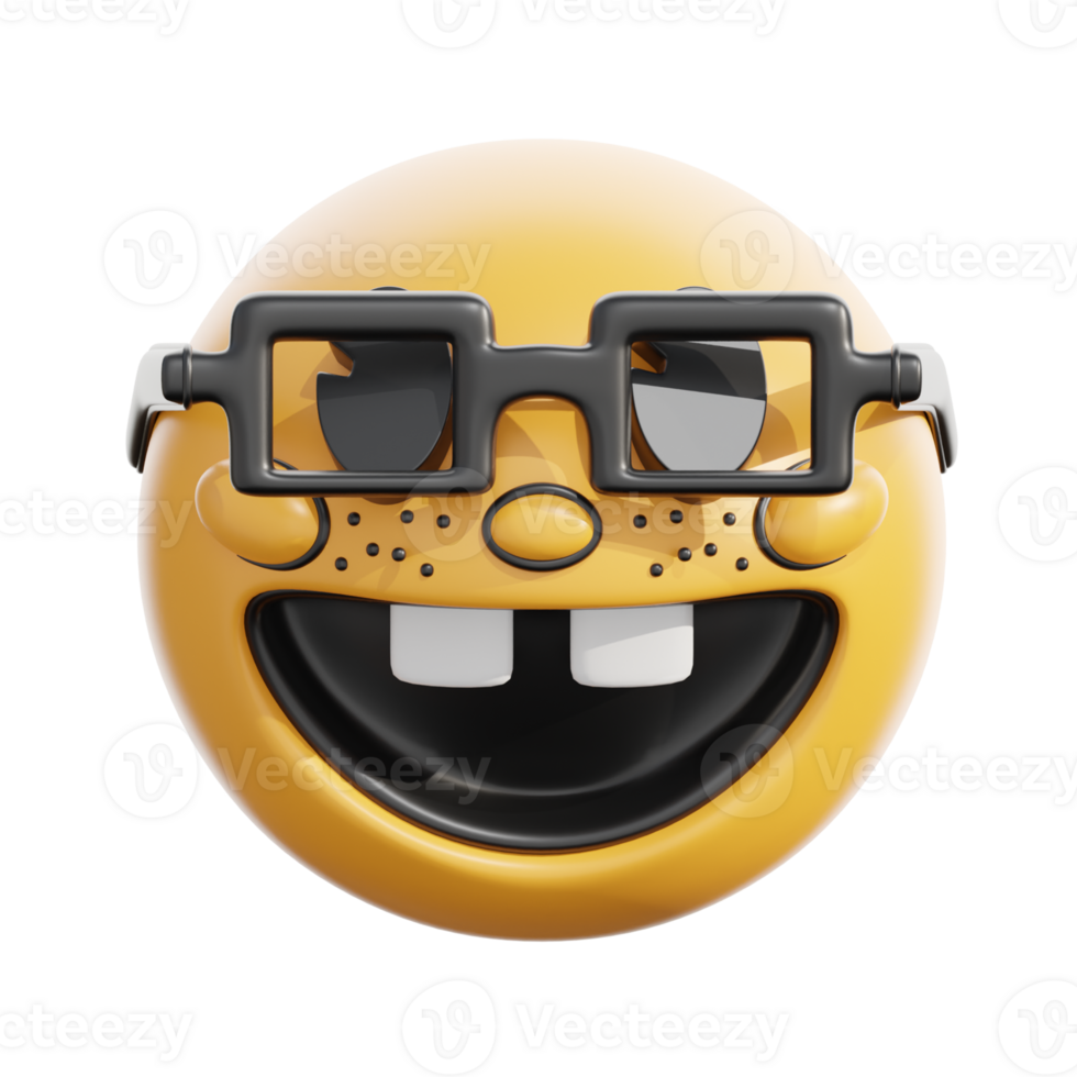 3D Retro Nerd Emoji Emoticon Face png