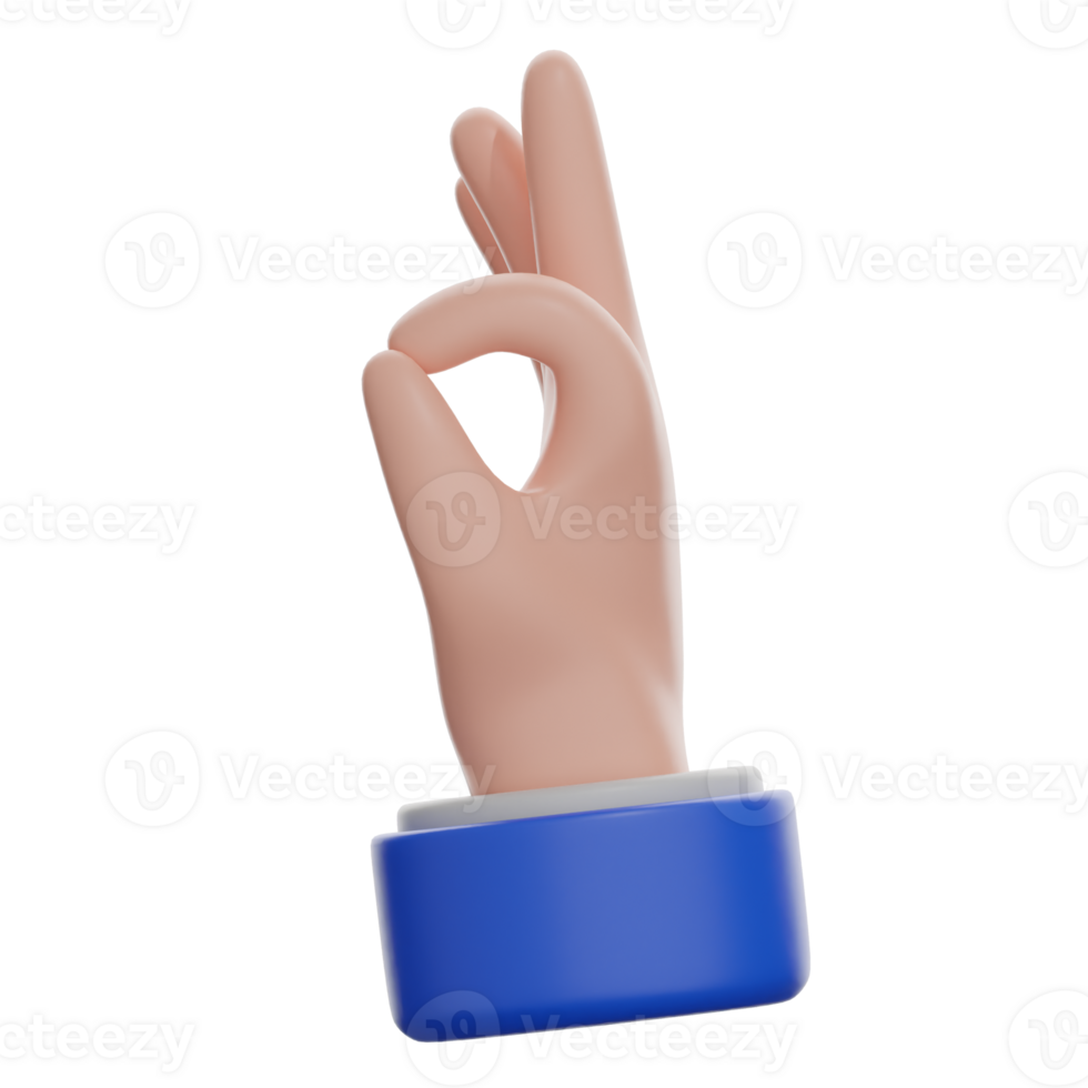 3D Ok Hand Sign Illustration png
