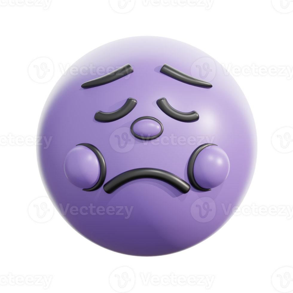 3D Retro Pensive Face Emoji Icon png