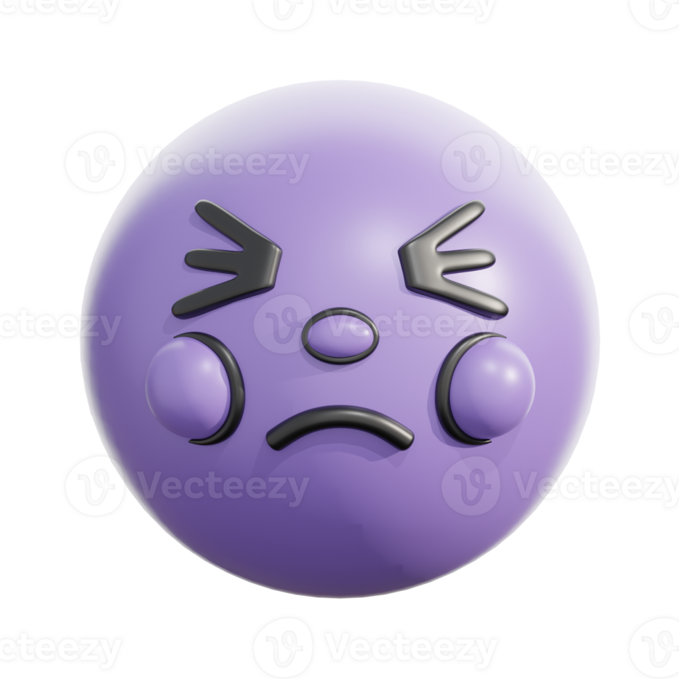 Retro Persevering Face 3D Emoji Emoticon png