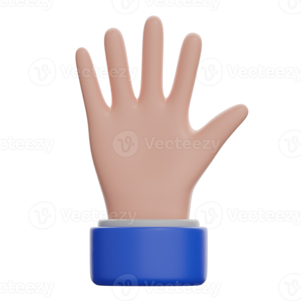 3D Raised Hand With Fingers Splayed Illustration png
