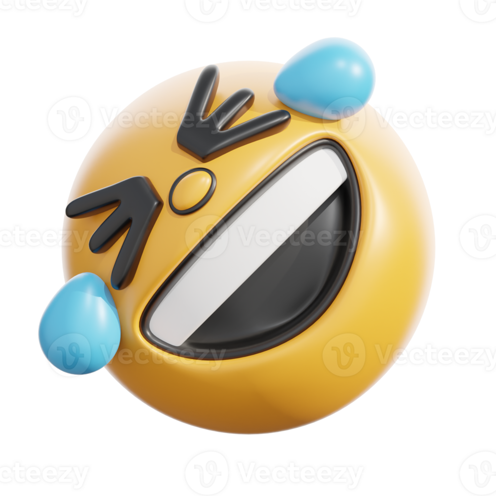 3D Retro Laughing Tears Emoji Icon png