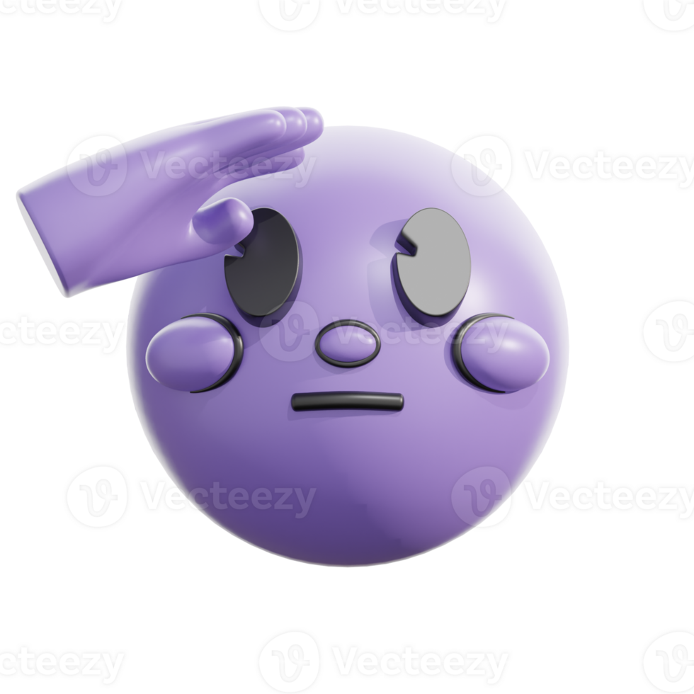3D Retro Saluting Face Emoticon png