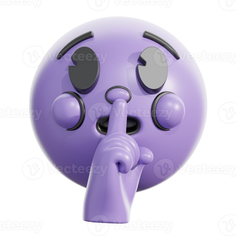 Retro 3D Shushing Face Emoji Icon png