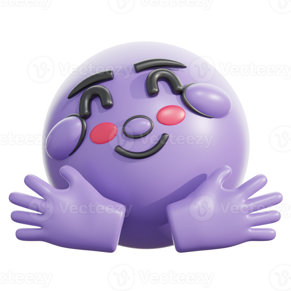 Retro 3D Smiling Face With Open Hands png