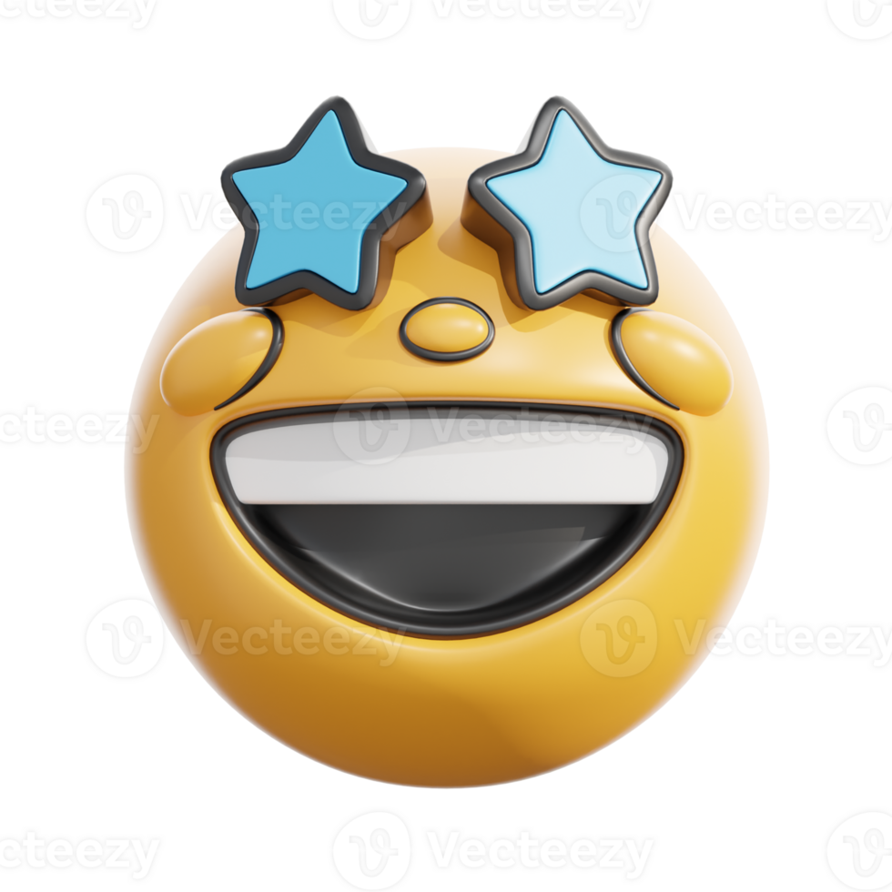 Retro Star-Struck Face Emoticon 3D Design png