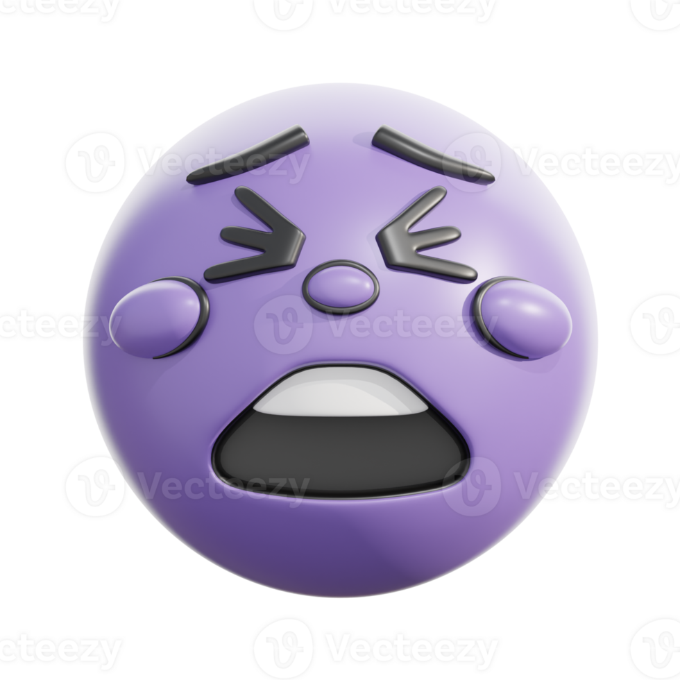 3D Retro Tired Face Emoticon Expression png