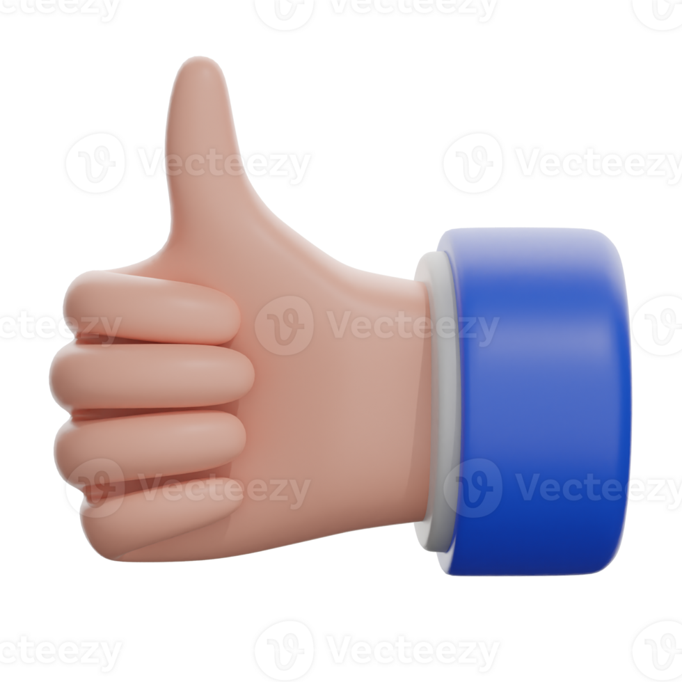 3D Thumb Up Sign Illustration png