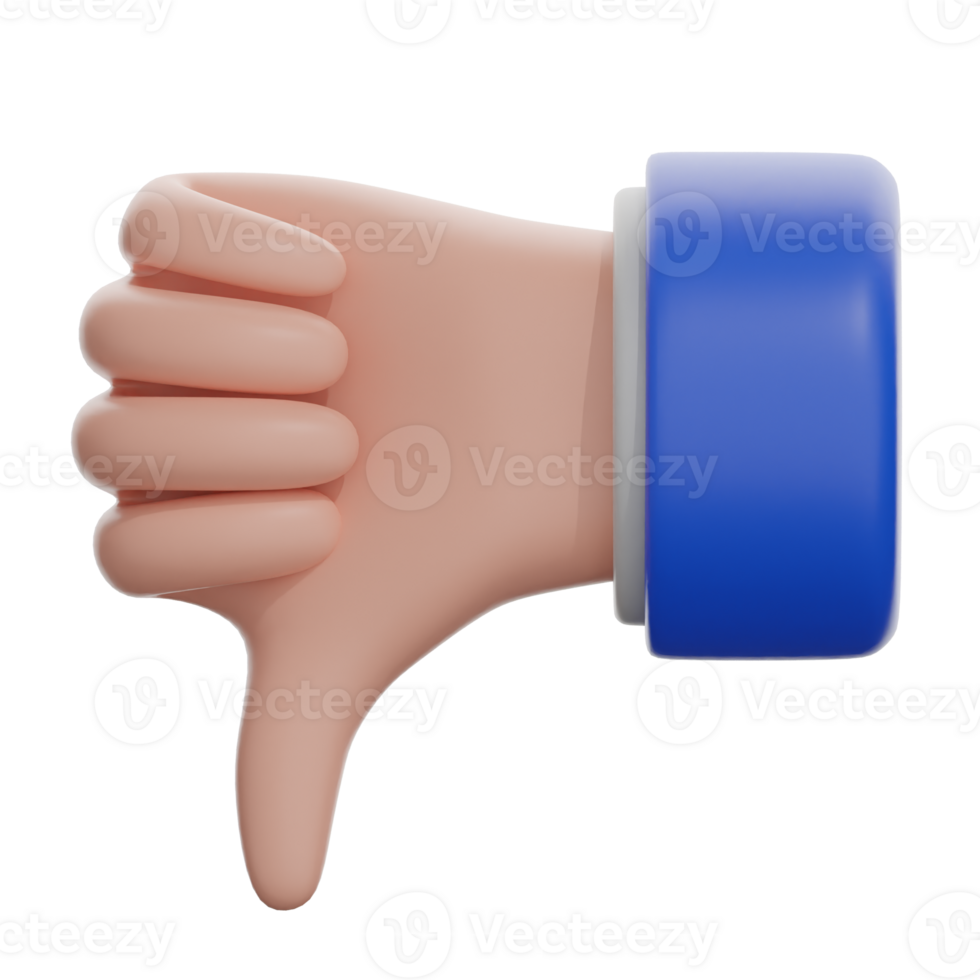 3D Thumb Down Sign Illustration png